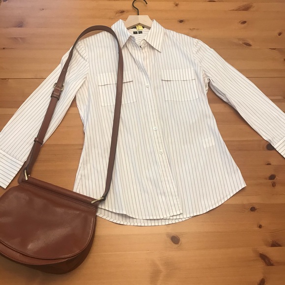 Theory pink pinstripe button down blouse. - Picture 3 of 7